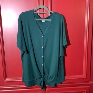 Women’s waffle knit front tie top